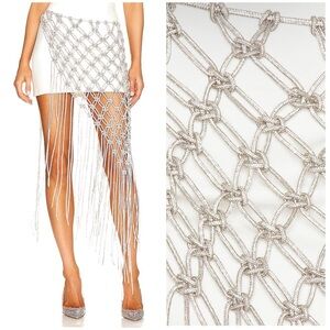 Giuseppe Diane Morabito Fringe Skirt in Silver